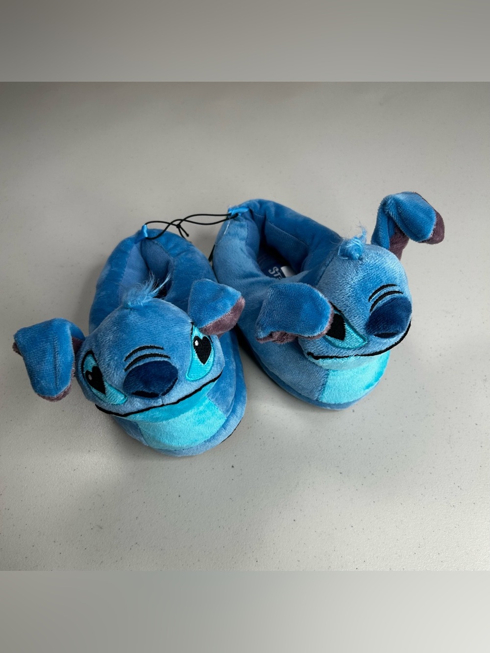 Disney Stitch Slippers Shoes Kids Size 9/10 Blue Plush Cozy Character Indoor